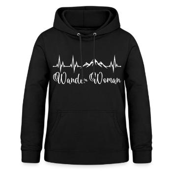 Wander Woman Wandern Herzschlag Berge Wanderwoman - Frauen Hoodie - Schwarz - Vorne - AI Model Female 172 light (172cm)