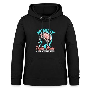 Niemand kämpft allein ADHS Bewusstsein Neurodivers - Frauen Hoodie - Schwarz - Vorne - AI Model Female 172 light (172cm)
