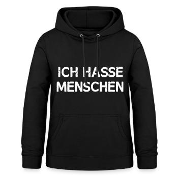 Ich hasse Menschen - Frauen Hoodie - Schwarz - Vorne - AI Model Female 172 light (172cm)