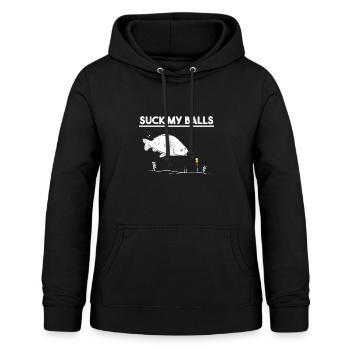 Suck My Balls Karpfenangler Boilies Spruch Lustig - Frauen Hoodie - Schwarz - Vorne - AI Model Female 172 light (172cm)