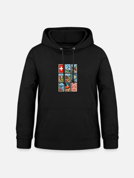 Schweiz Briefmarken - Frauen Hoodie - Schwarz