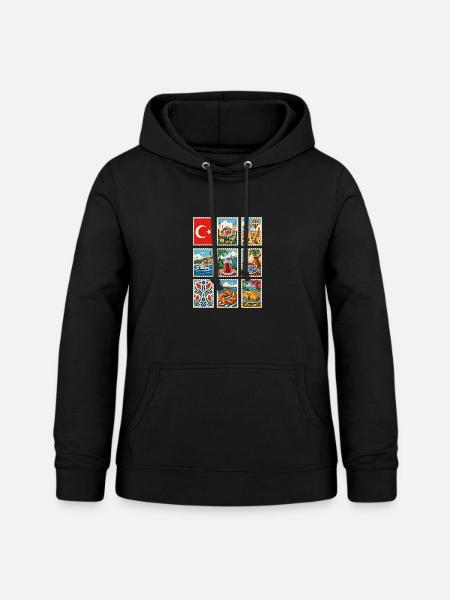 Türkei Briefmarken - Frauen Hoodie - Schwarz