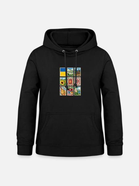 Ukraine Briefmarken - Frauen Hoodie - Schwarz