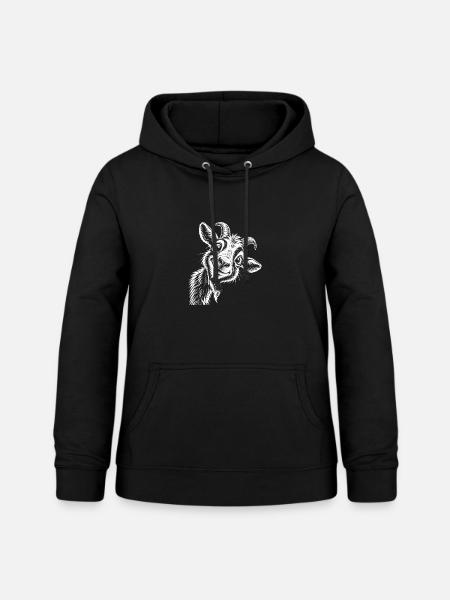 Verspielte Ziegenzeichnung - Frauen Hoodie - Schwarz