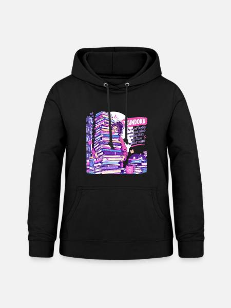 Tsundoku Master Artist: Riesiger Bücherstapel - Frauen Hoodie - Schwarz