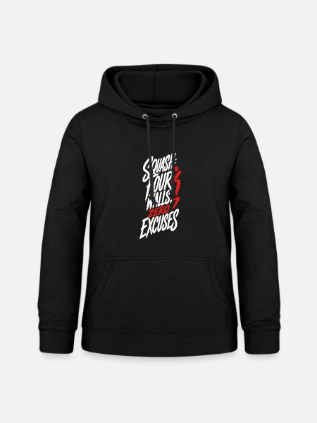 Squash – Four Walls Zero Excuses - Frauen Hoodie - Schwarz