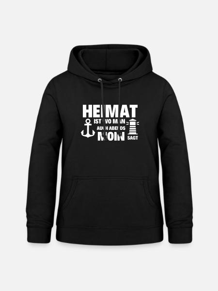 Heimat Moin Leuchtturm Möwe Nordsee - Frauen Hoodie - Schwarz