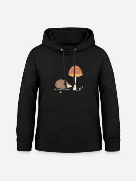 Igel und Waldpilz - Frauen Hoodie - Schwarz