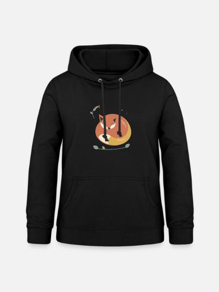 Schlafender Fuchs im Herbstlaub - Frauen Hoodie - Schwarz