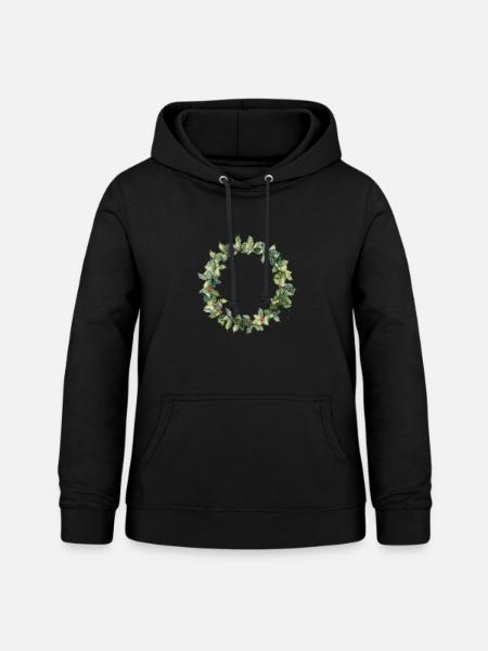 Wasserfarbener Stechpalmenkranz - Frauen Hoodie - Schwarz