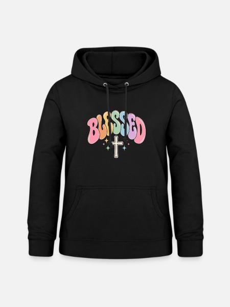 Pastell Kreuz Segensdesign - Frauen Hoodie - Schwarz