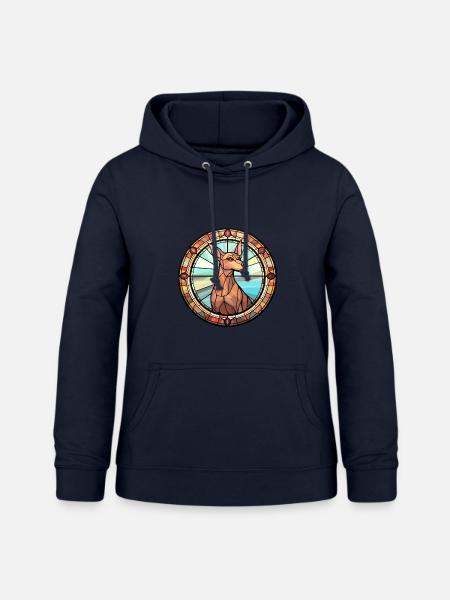 Cirneco Dell Ätna Hunderasse Buntglas Bunt - Frauen Hoodie - Navy
