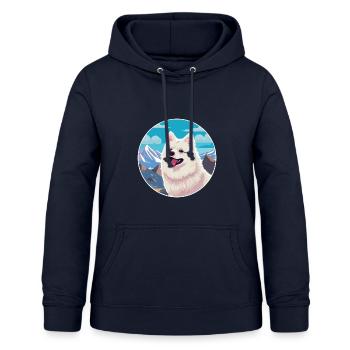 Japanischer Spitz Hunderasse Cartoon Kawaii Aquarell - Frauen Hoodie - Navy - Vorne - AI Model Female 172 light (172cm)