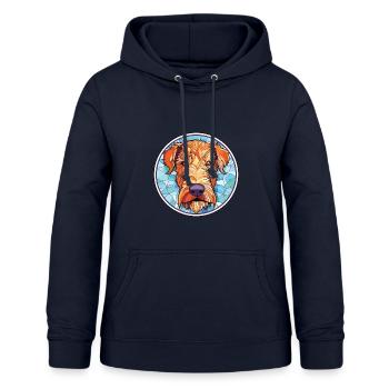 Irish Terrier Hunderasse Aquarell Illustration - Frauen Hoodie - Navy - Vorne - AI Model Female 172 light (172cm)