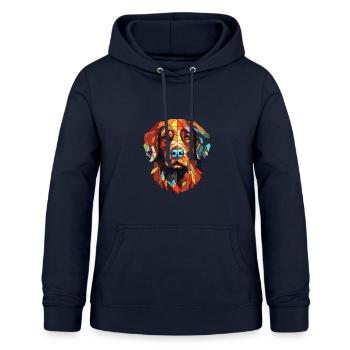 Hovawart Hunderasse Aquarell Glas Illustration - Frauen Hoodie - Navy - Vorne - AI Model Female 172 light (172cm)