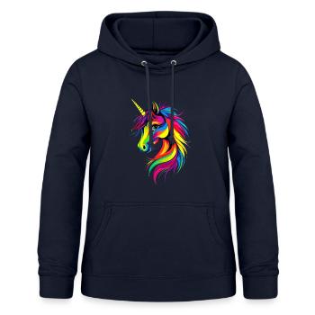 Einhorn Bunt Regenbogen Pferde Reiten Einhörner - Frauen Hoodie - Navy - Vorne - AI Model Female 172 light (172cm)