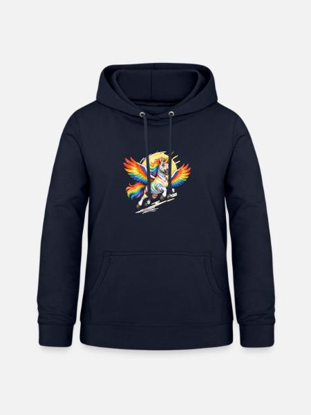 Regenbogen-Einhorn mit Flügeln - Frauen Hoodie - Navy