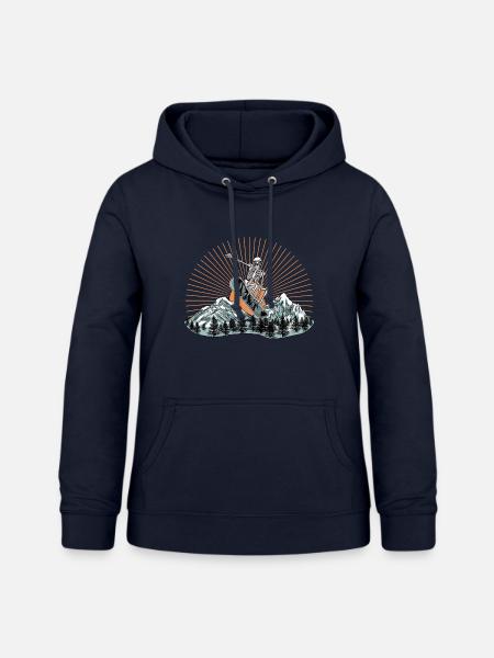Skelett-Snowboarder über Berglandschaft - Frauen Hoodie - Navy