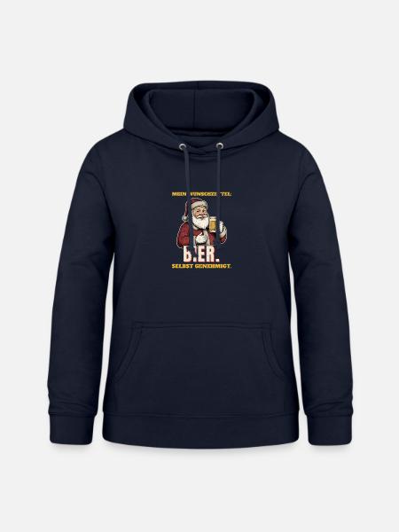 Wunschzettel: Bier. Selbst genehmigt. - Frauen Hoodie - Navy