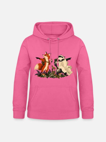 Fuchs und Dachs auf Wandertour - Frauen Hoodie - Pink