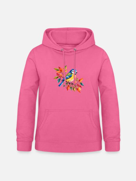 Blaumeise im bunten Herbst - Frauen Hoodie - Pink