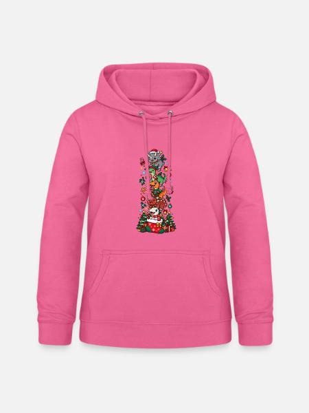 Funny Christmas T-Rex Santa Elf Snowman - Frauen Hoodie - Pink