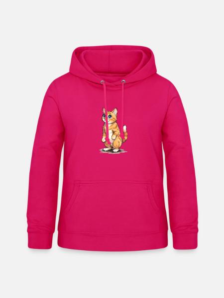 Wasserfarben Kätzchen Blick - Frauen Hoodie - dunkles Pink