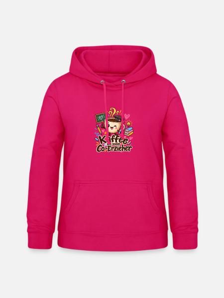 Kaffee als Co-Erzieher bunt - Frauen Hoodie - dunkles Pink