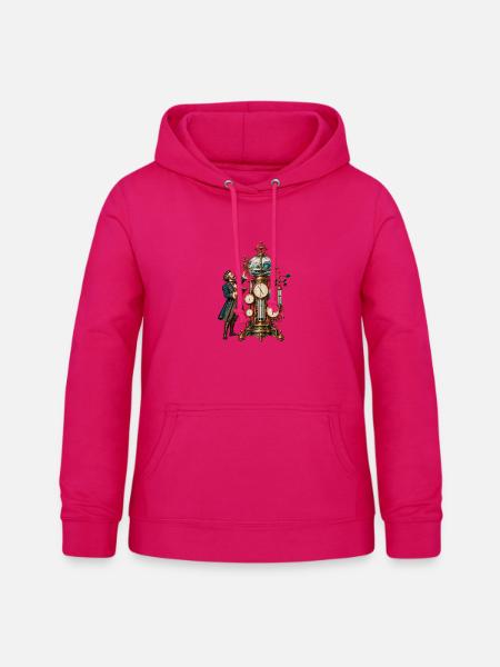 Steampunk-Erfinder mit Weltkugel-Uhr - Frauen Hoodie - dunkles Pink
