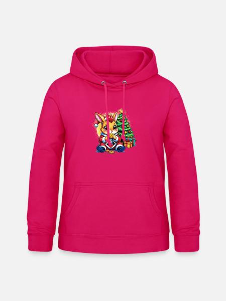 Weihnachtsbunny mit Keksen - Frauen Hoodie - dunkles Pink