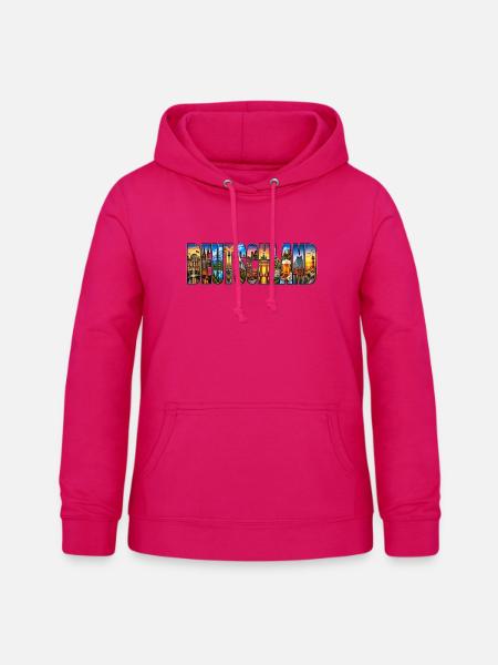 Deutschland Collage: Sehenswürdigkeiten - Frauen Hoodie - dunkles Pink