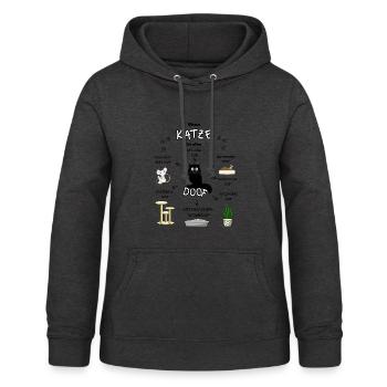 Katze Cat Kitten Kater Kätzchen Katzen schwarz - Frauen Hoodie - Anthrazit - Vorne - AI Model Female 172 light (172cm)