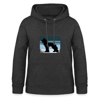 Chinesischer Schopfhund liebt Silhouette Vintage Sonnenuntergang - Frauen Hoodie - Anthrazit - Vorne - AI Model Female 172 light (172cm)