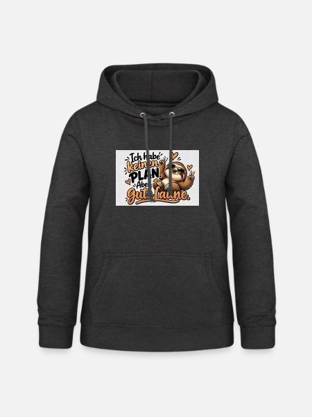 Planlos, aber Gute Laune – Sloth - Frauen Hoodie - Anthrazit