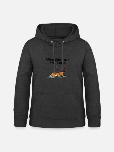 Weihnachtsstress? Nein Dank süßes Rentier - Frauen Hoodie - Anthrazit