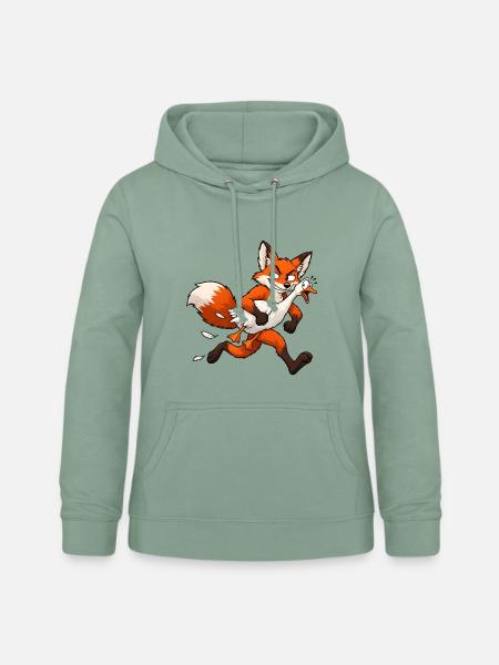 Fuchs entführt Gans – Lustiger Comic - Frauen Hoodie - Graugrün
