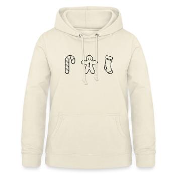 Zuckerstange - Pfefferkuchen - Weihnachtsstrumpf - Frauen Hoodie - Vanille-Milchshake - Vorne - AI Model Female 172 light (172cm)
