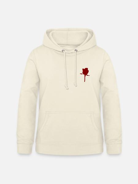 Rote Rosen-Silhouette auf Stiel - Frauen Hoodie - Vanille-Milchshake