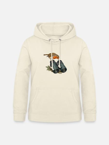 Perspektivwechsel – Rotkehlchen am Fernglas - Frauen Hoodie - Vanille-Milchshake