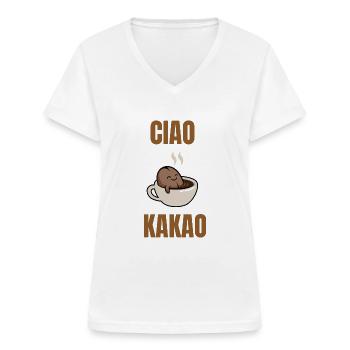 ciao Kakao - Frauen-T-Shirt mit V-Ausschnitt - Weiß - Vorne - Lela (165cm)