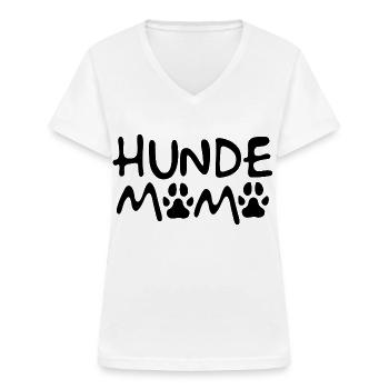 Hunde Mama - Hundepfote - Hund - Frauen-T-Shirt mit V-Ausschnitt - Weiß - Vorne - Lela (165cm)