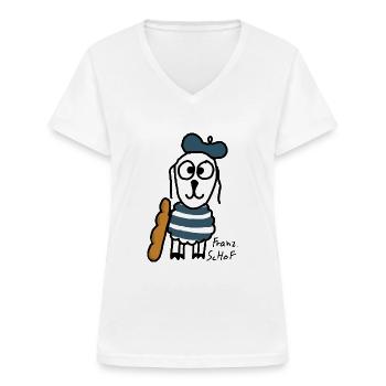 Französisch ScHoF - Frauen-T-Shirt mit V-Ausschnitt - Weiß - Vorne - Lela (165cm)