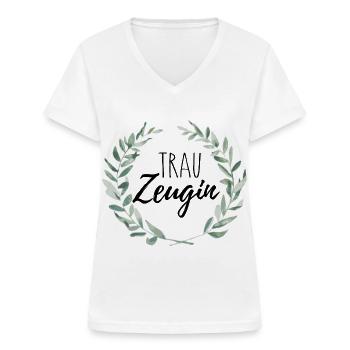 Trauzeugin - Frauen-T-Shirt mit V-Ausschnitt - Weiß - Vorne - Lela (165cm)
