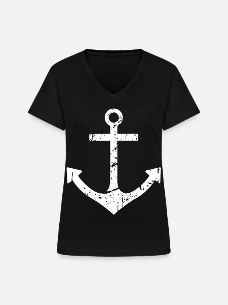 Anker - Frauen-T-Shirt mit V-Ausschnitt - Schwarz