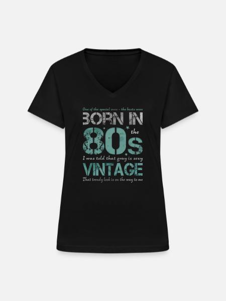 die Achtziger 80er 80s - Frauen-T-Shirt mit V-Ausschnitt - Schwarz