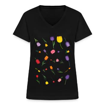 Source - T-shirt col V Femme - noir - Devant - Lela (165cm)