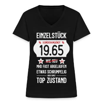61. GEBURTSTAG 1965 EINZELSTÜCK PREISSCHILD - Frauen-T-Shirt mit V-Ausschnitt - Schwarz - Vorne - Lela (165cm)