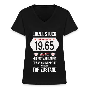 61. GEBURTSTAG 1965 EINZELSTÜCK PREISSCHILD - Frauen-T-Shirt mit V-Ausschnitt - Schwarz - Vorne - Lela (165cm)