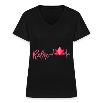 Massage - T-shirt col V Femme - noir - Devant - Lela (165cm)