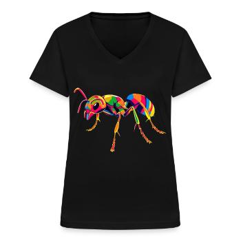 fourmi fourmi de forêt fourmi de feu insecte fourmis mignonnes - T-shirt col V Femme - noir - Devant - Lela (165cm)